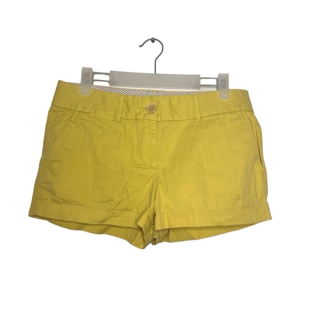 Ann Taylor LOFT Flat Front Cuffed Hem Mid Rise Chino Shorts Yellow Size 2